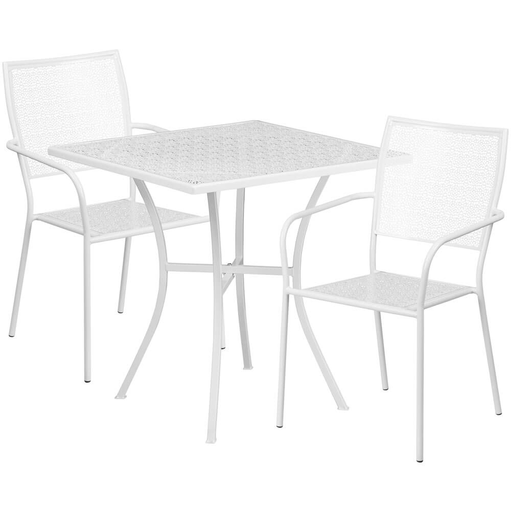 Bistro table set CUB CO 28SQ 02CHR2 WH GG FLA