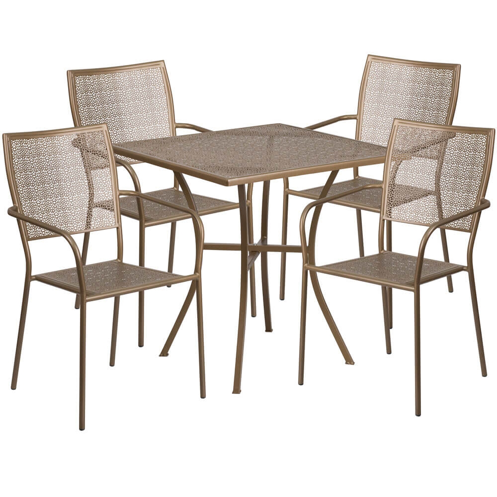 Bistro table set CUB CO 28SQ 02CHR4 GD GG FLA