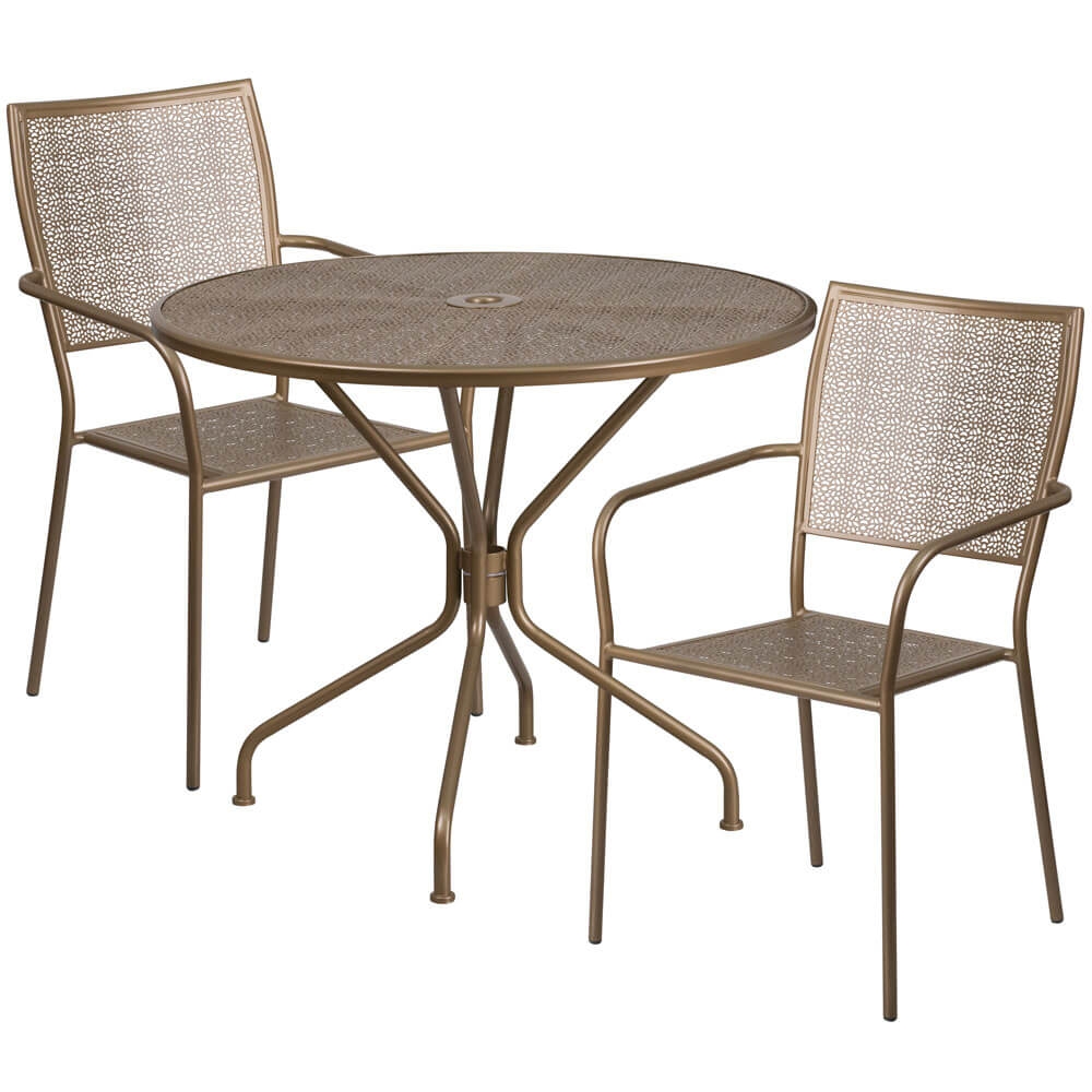 Bistro table set CUB CO 35RD 02CHR2 GD GG FLA