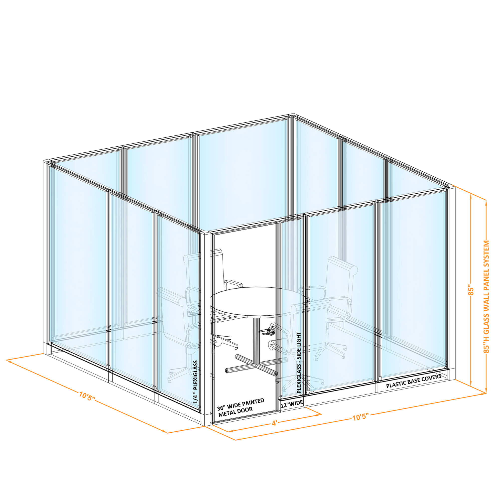 Conference room glass wall GWCR O 100x100x850