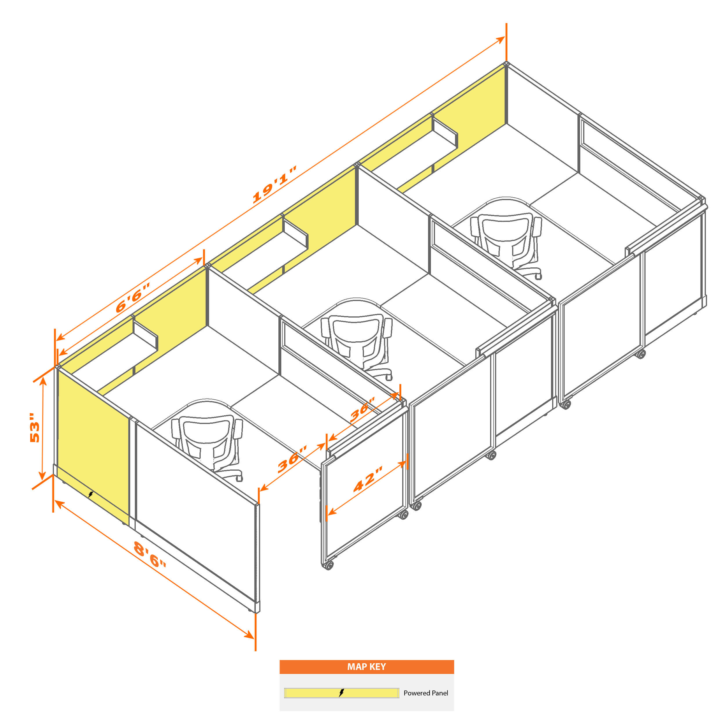 Cubicle with door 68 3i