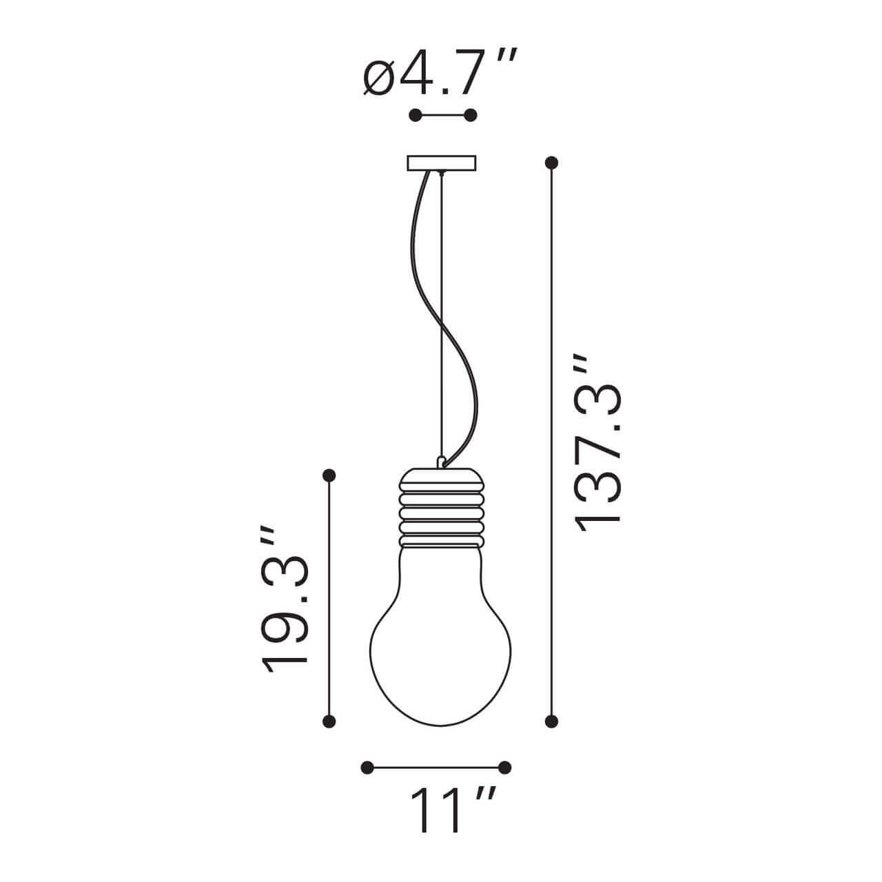 Edison bulb light fixture dimensions view