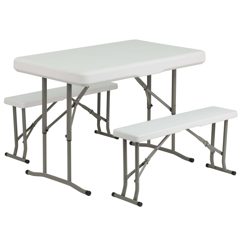 Folding table and chairs plastic folding bench table