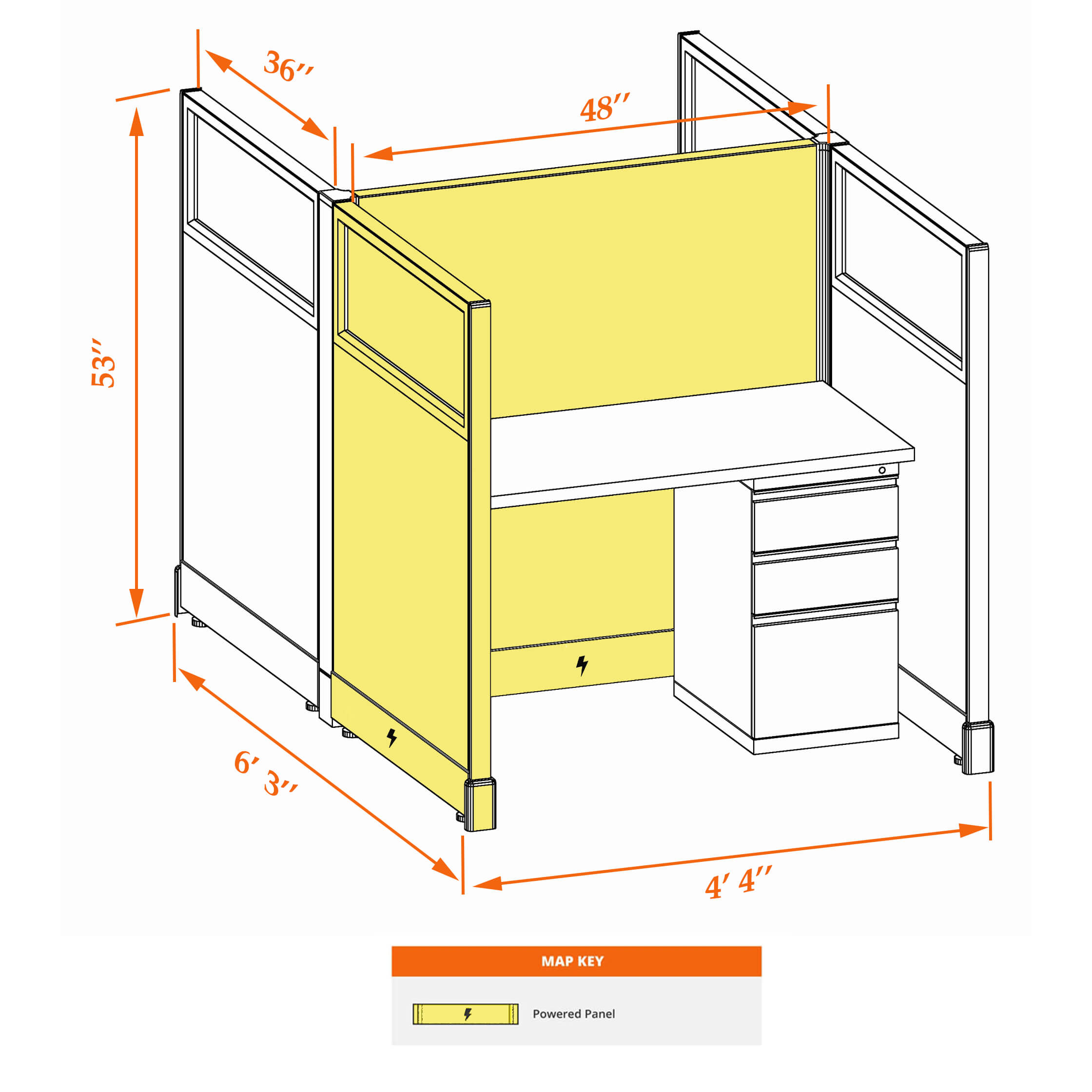 Hot desk CUB 2 53 P 34 G WHT WH PSO