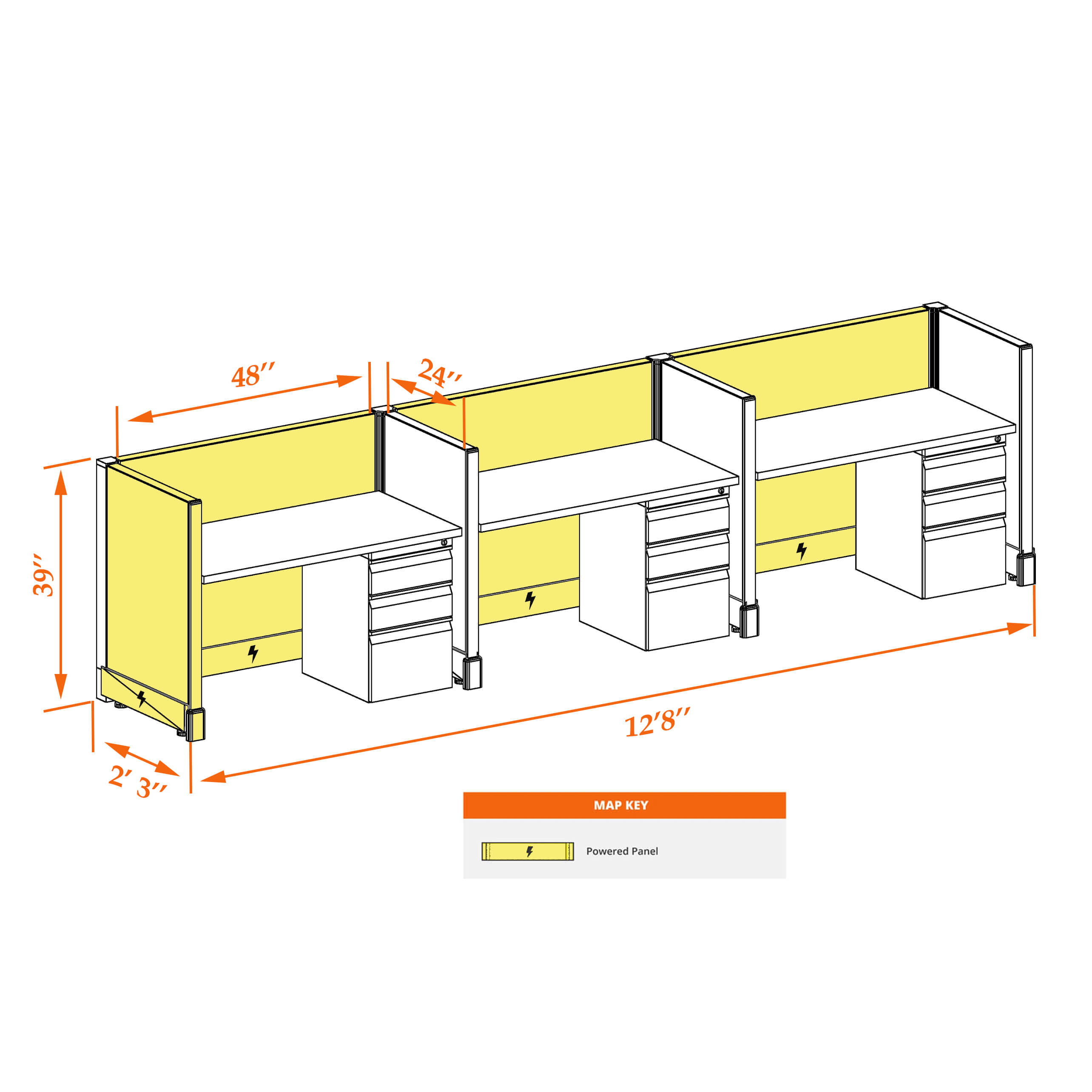 Hot desk CUB 3 39 P 24 WHT WH PSO