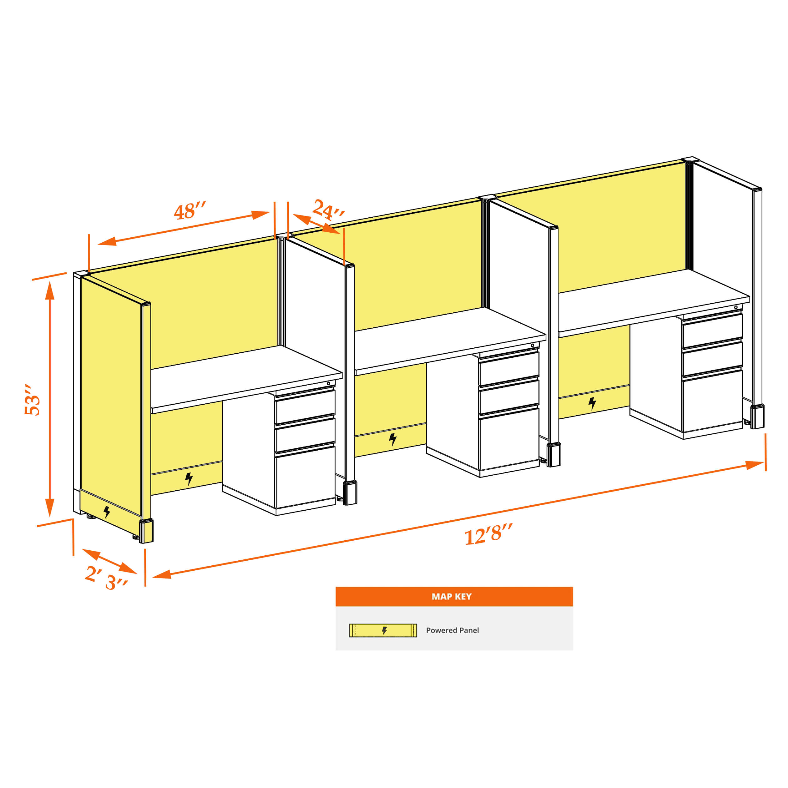 Hot desk UB 3 53 P 24 WHT WH PSO