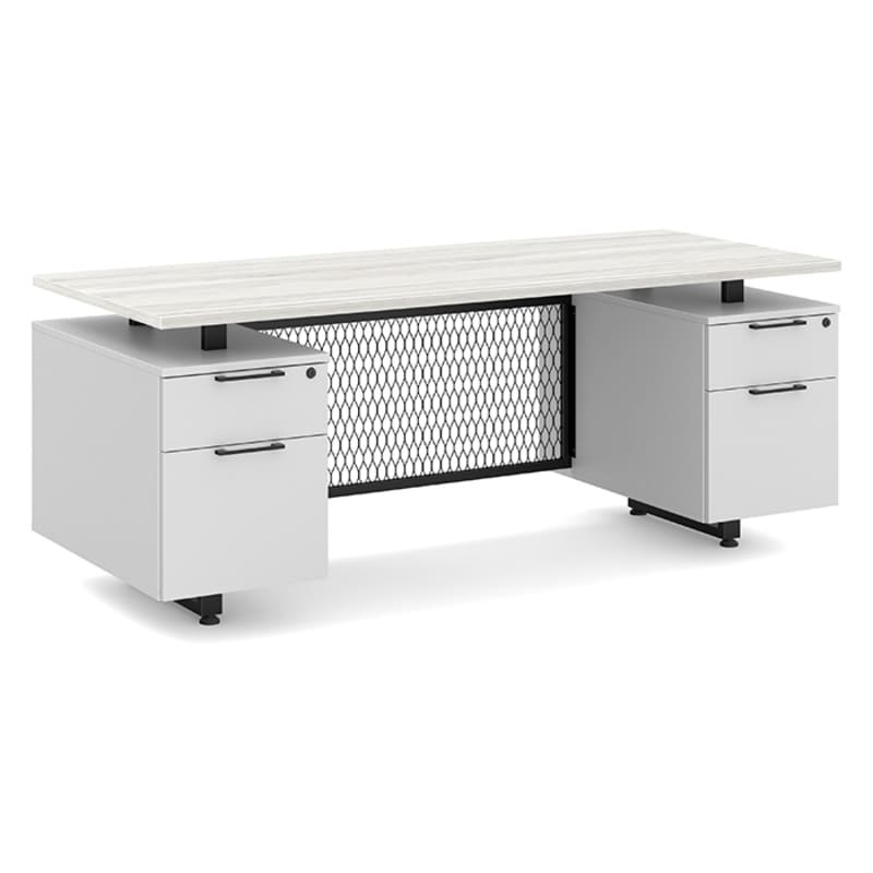 Straight office desk silver birch top