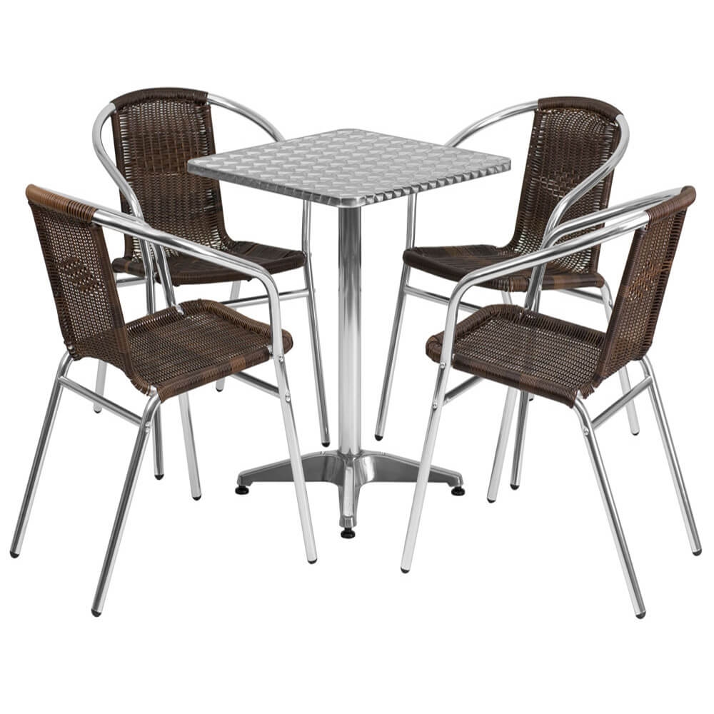 Bistro table set CUB TLH ALUM 24SQ 020CHR4 GG FLA