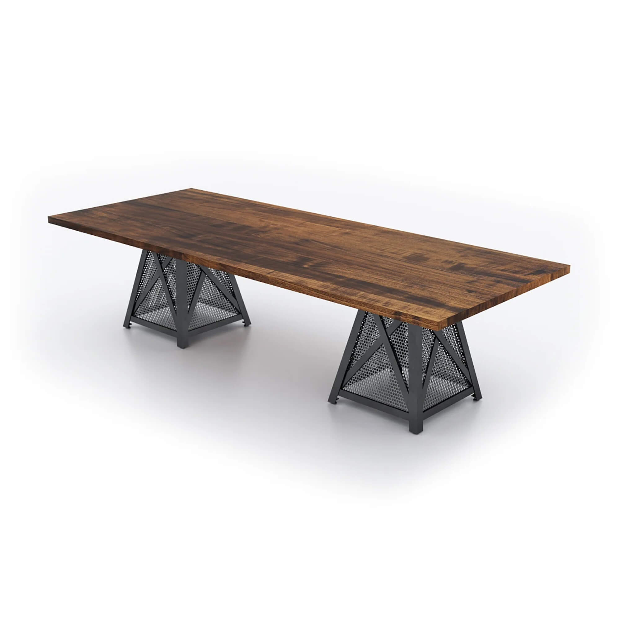 Conference room tables conference table id3 industrial conference table medium walnut angle view