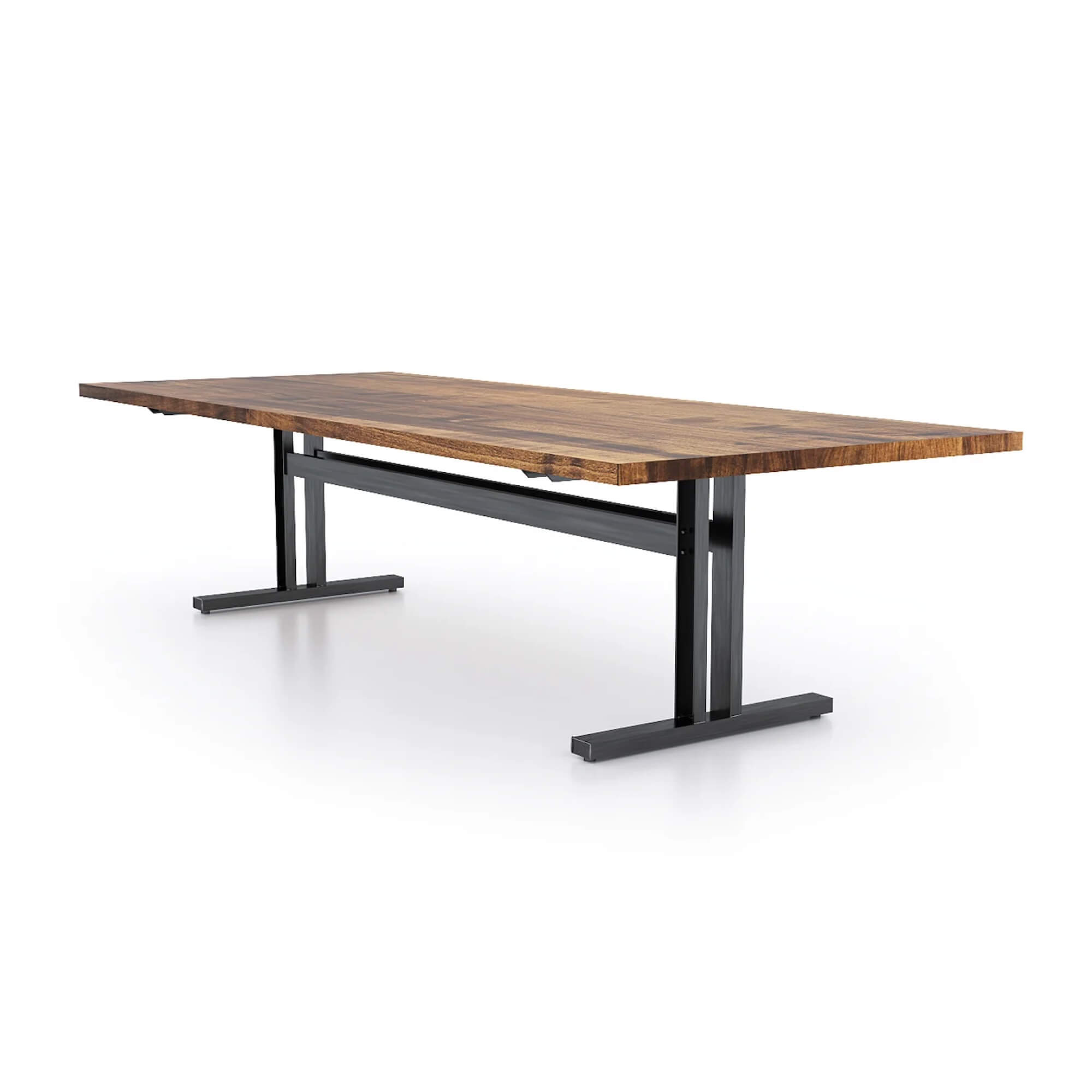 Conference room tables conference table id4 industrial conference table medium walnut angle view