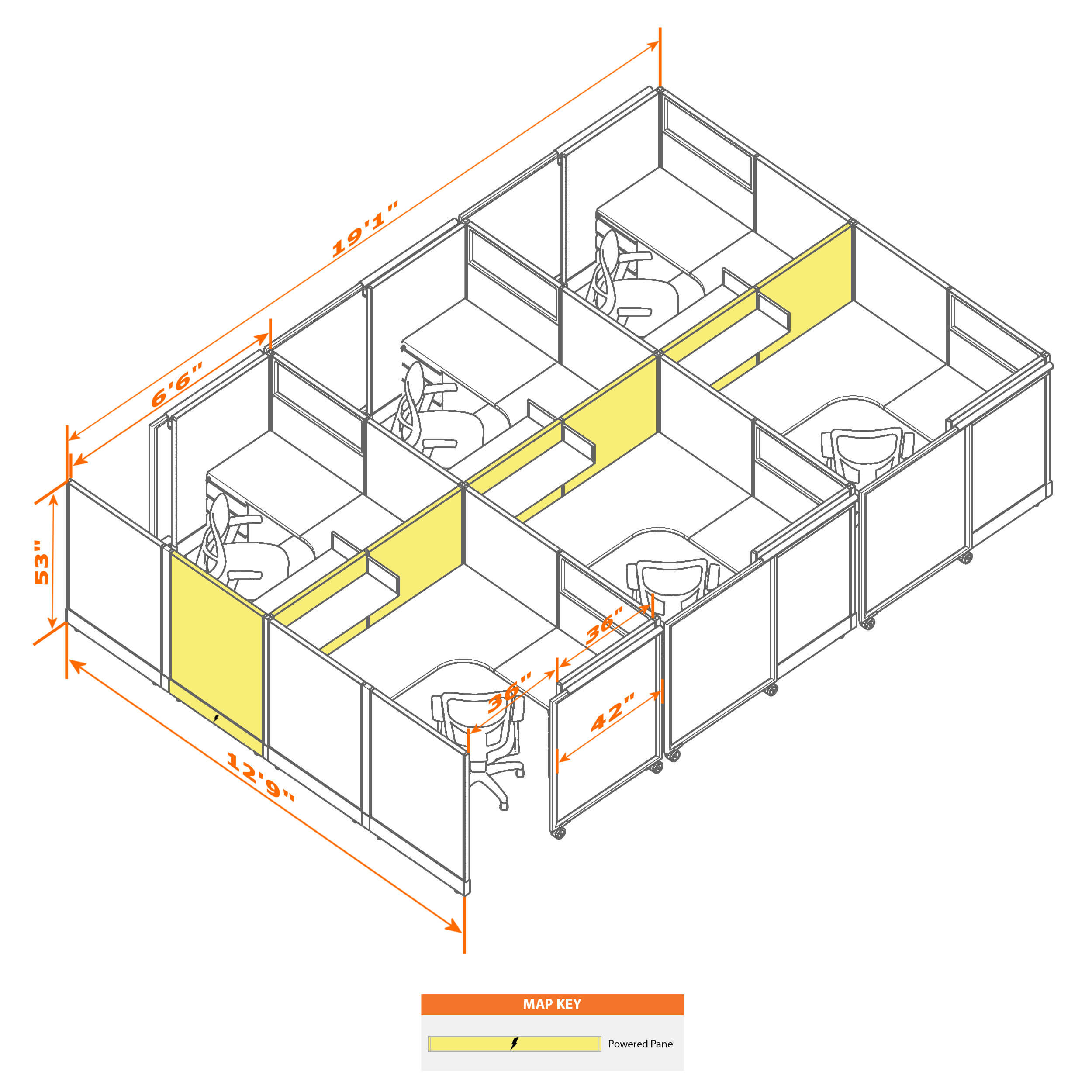 Cubicle with door 66 6c