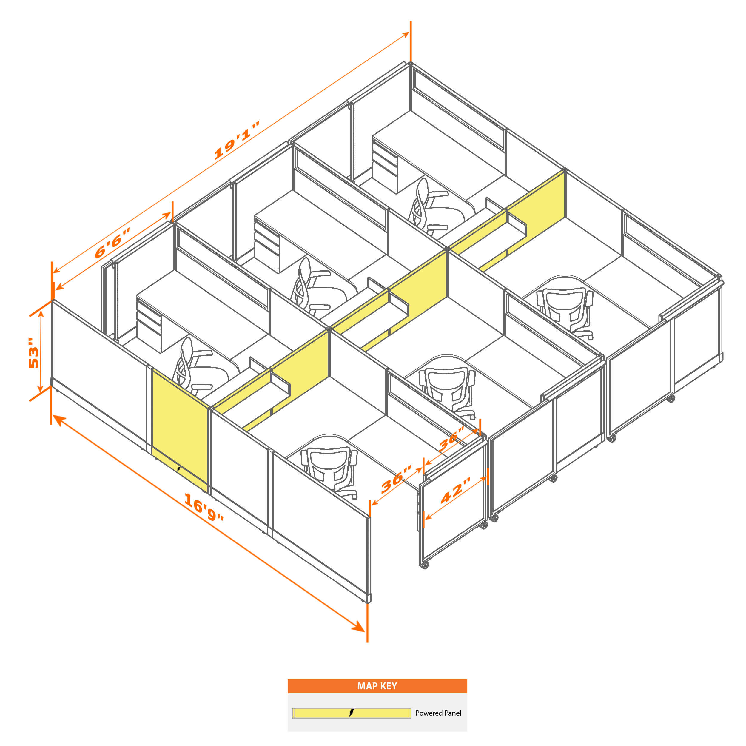 Cubicle with door 68 6c