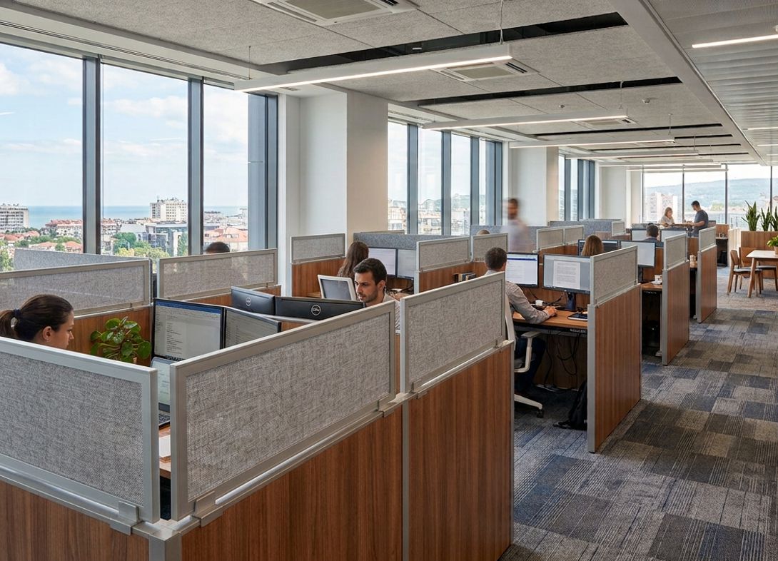 Framed acoustical fabric cubicle wall extender AA12H