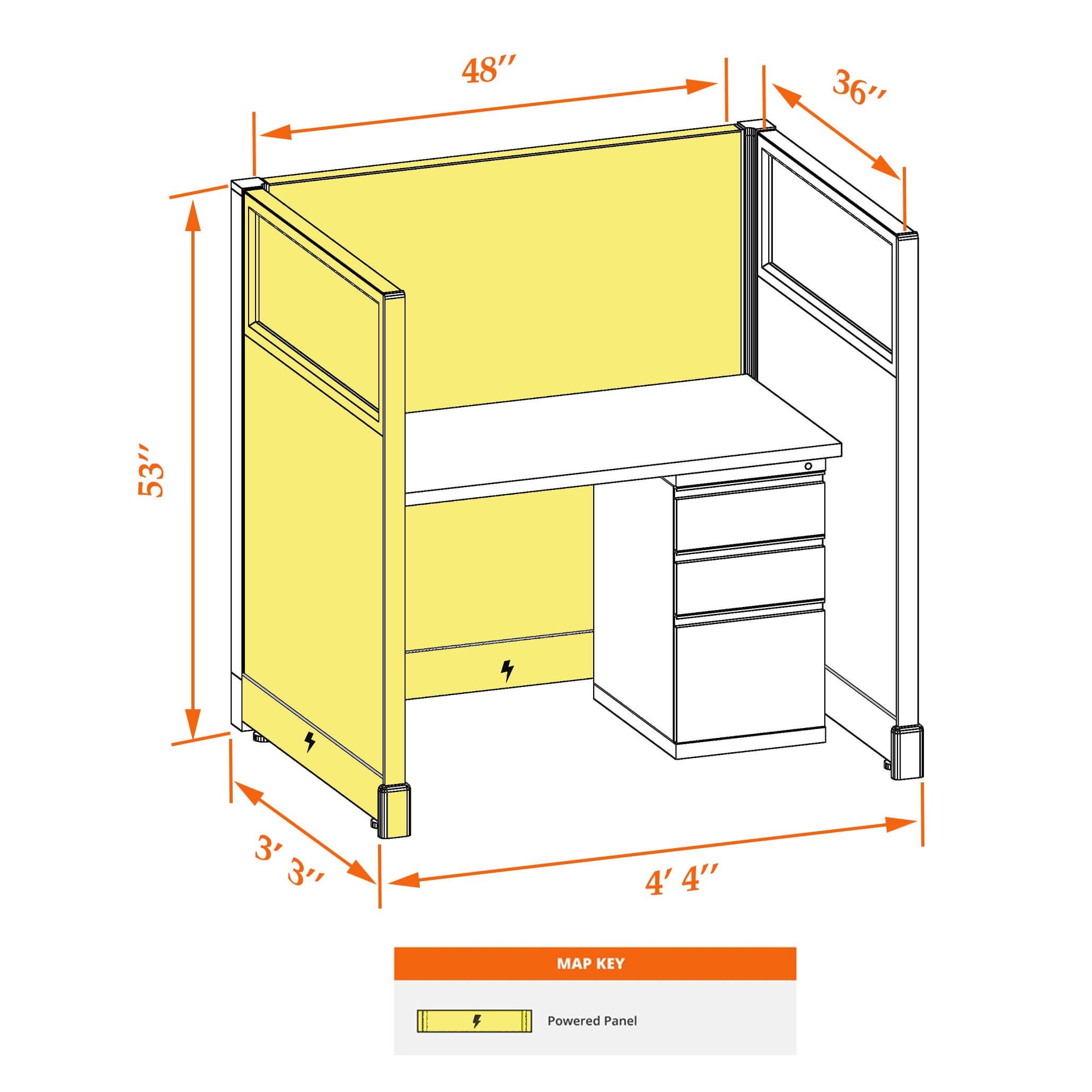 Hot desk CUB 1 53 P 34 G WH