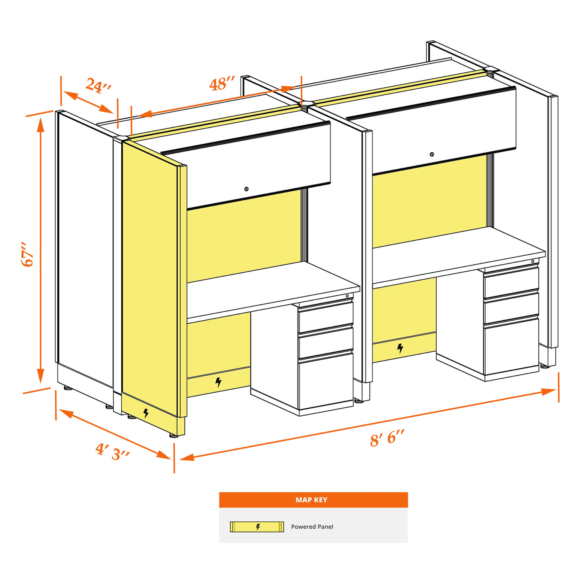 Hot desk CUB 4C 67 P 24 WHT WH PSO