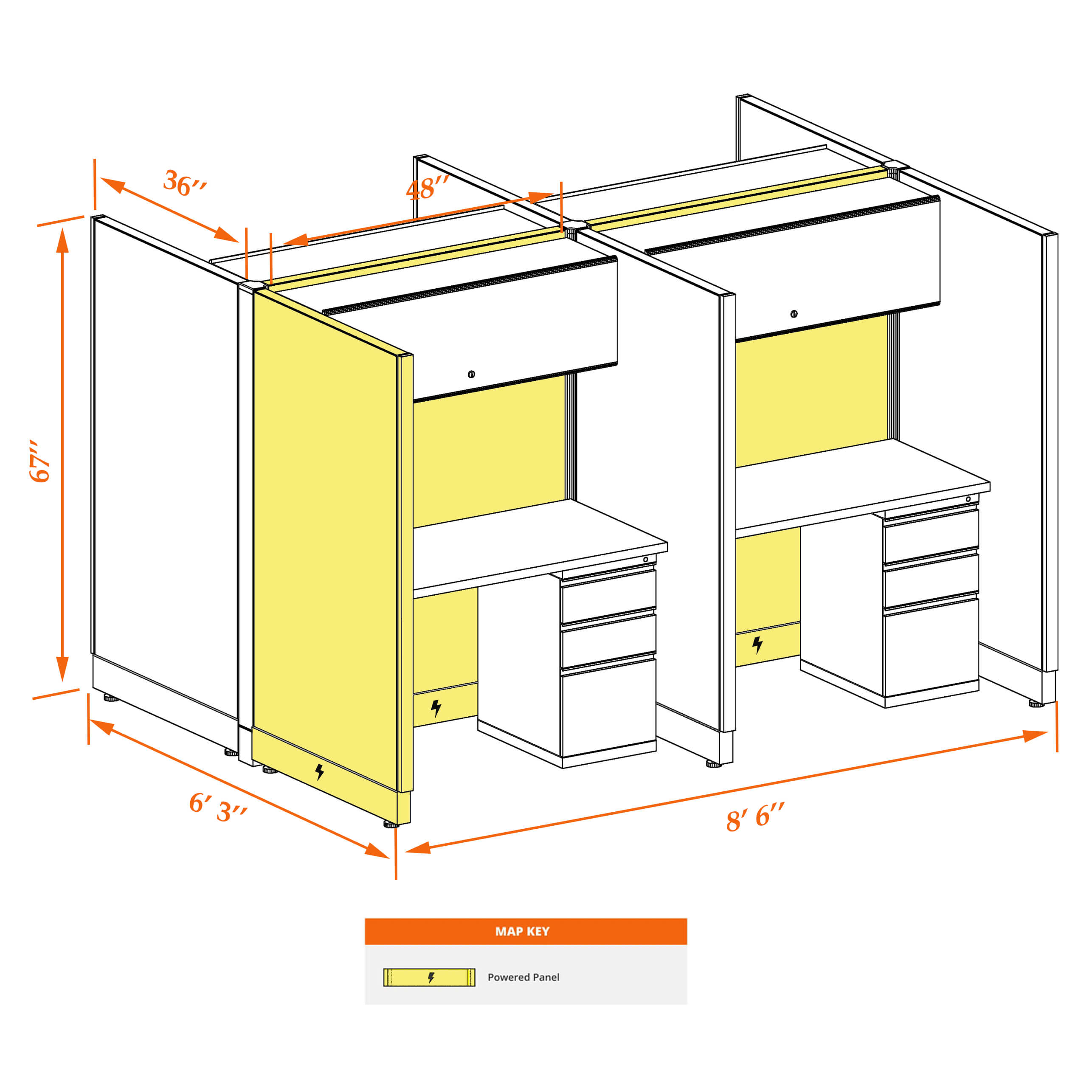 Hot desk CUB 4C 67 P 34 WHT WH PSO