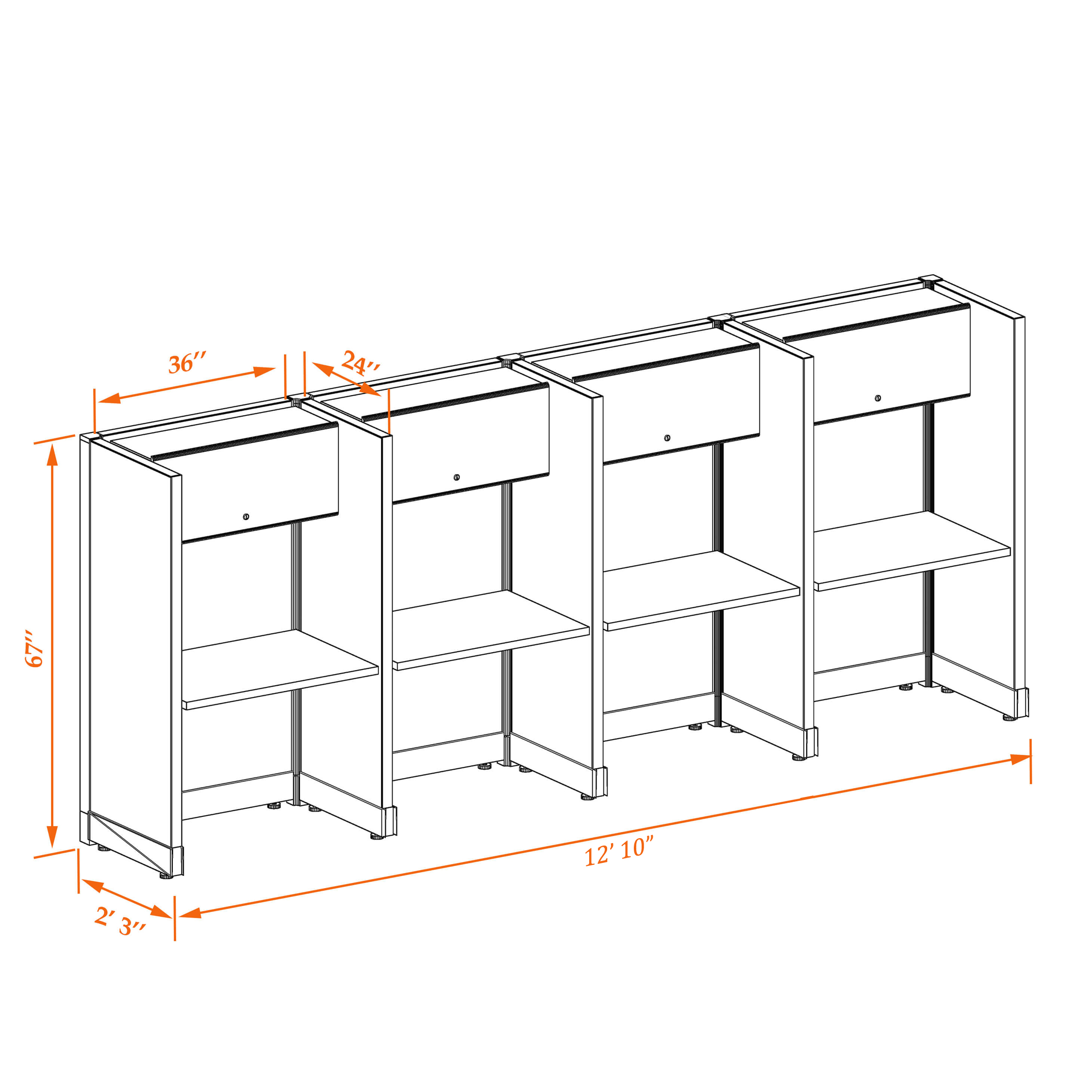 Tall cubicles 67HU 23 4PI 1