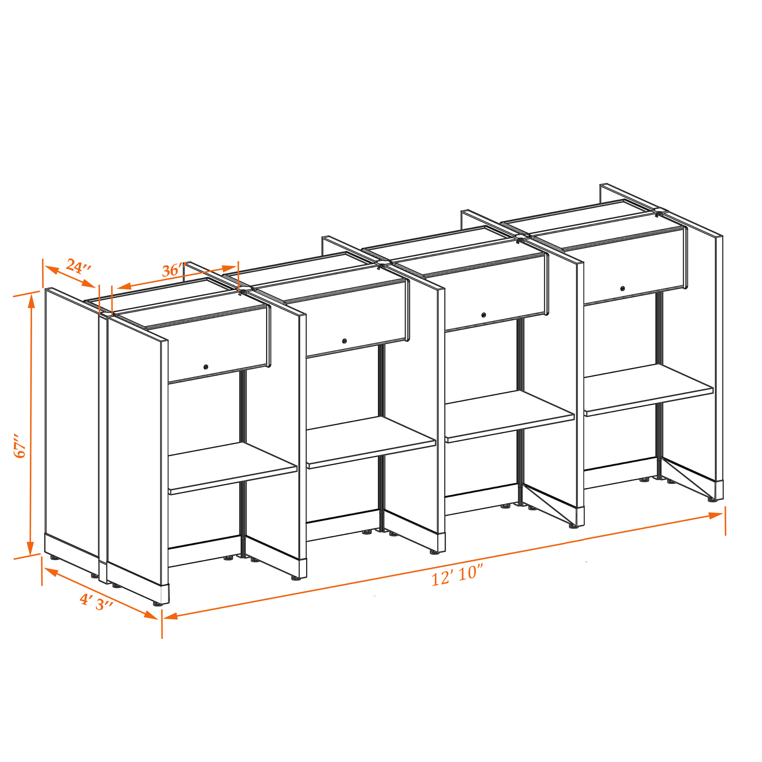 Tall cubicles 67HU 23 8PC