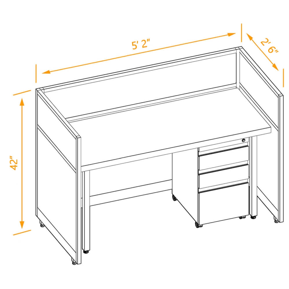 Industrial office design 2x5x42 dimension