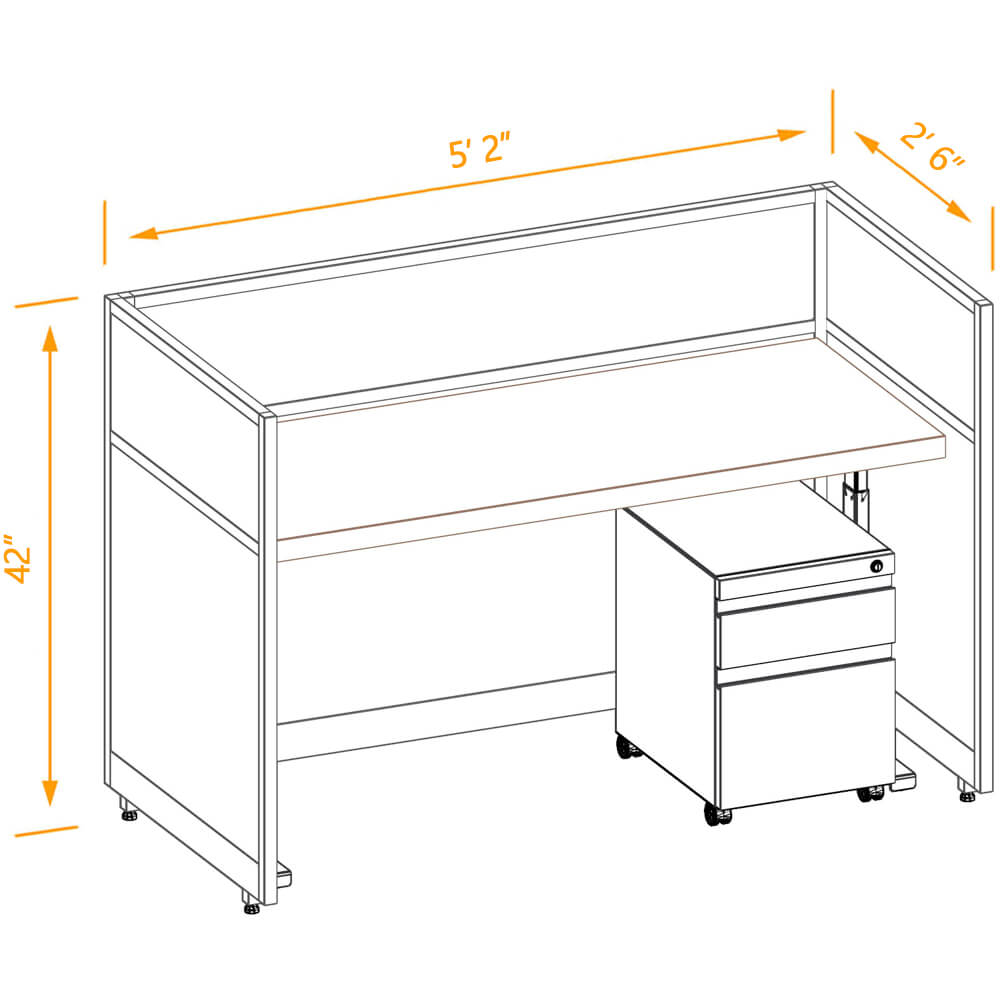 Industrial office design 2x5x42 sit and stand dimensions