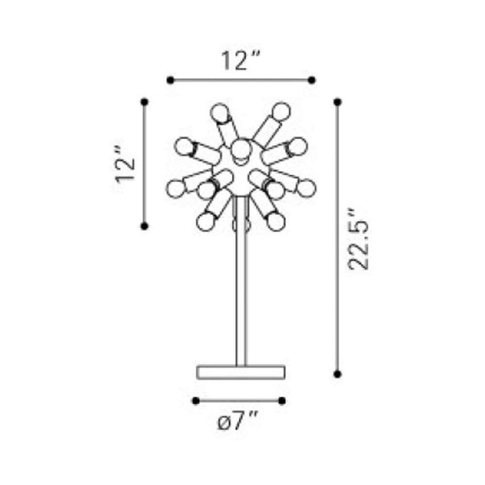 Metal table lamp contemporary dimensions view