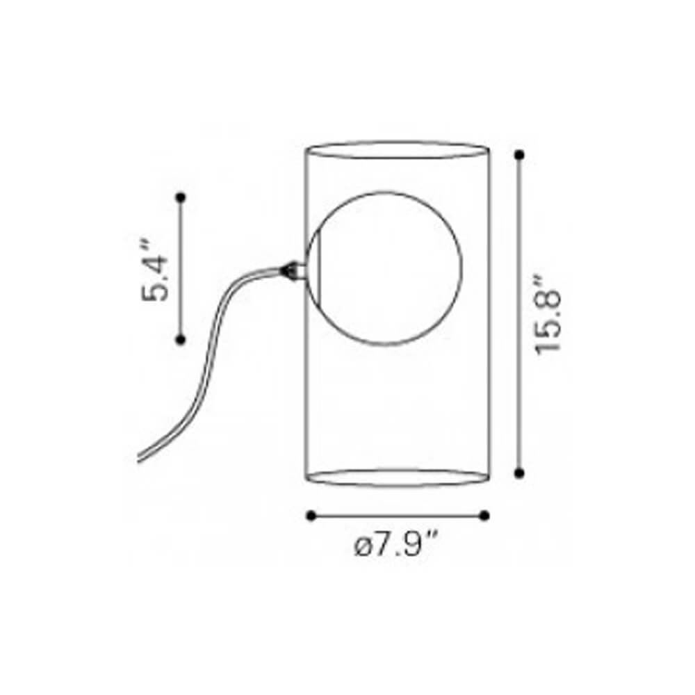 Modern glass lamp dimensions view