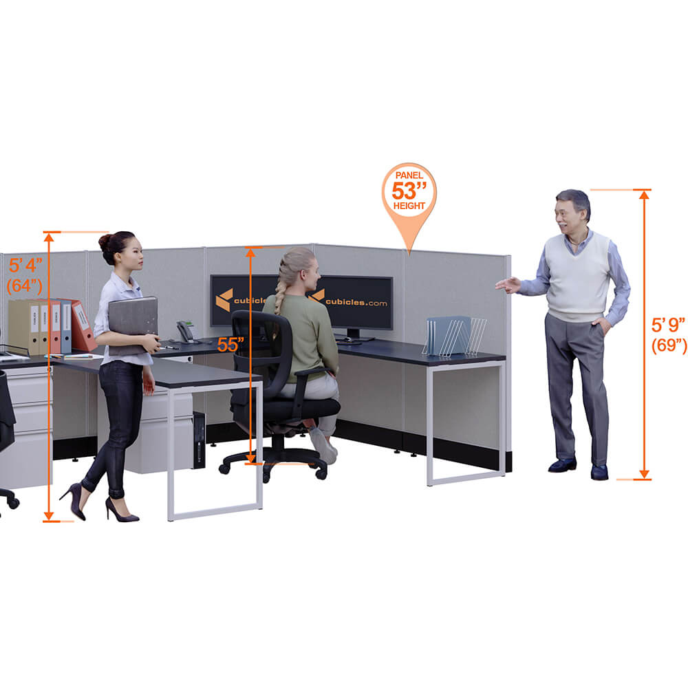 Commercial office furniture 53h 2pack bullpen perspective heights