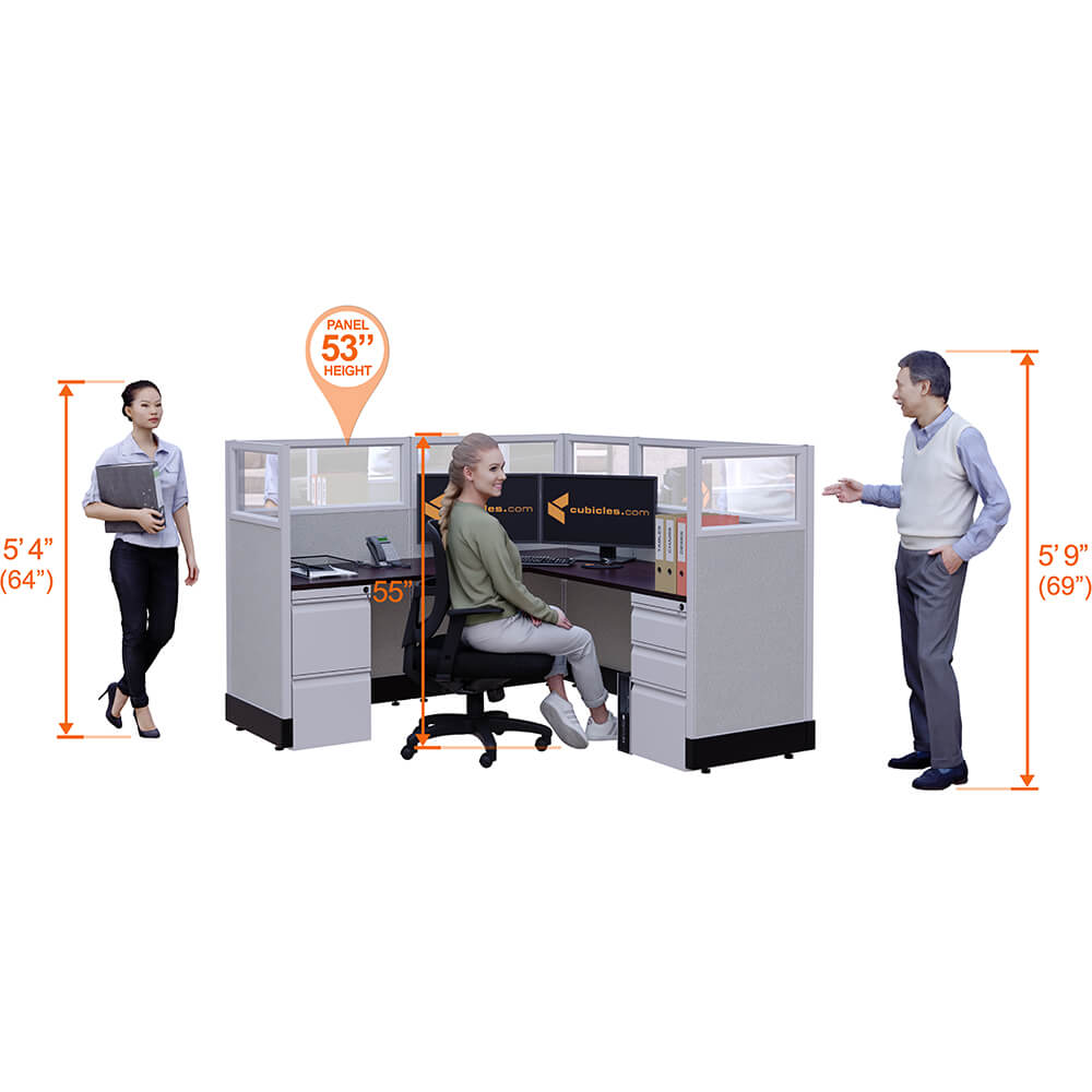 Glass office cubicles 53h single perspective height