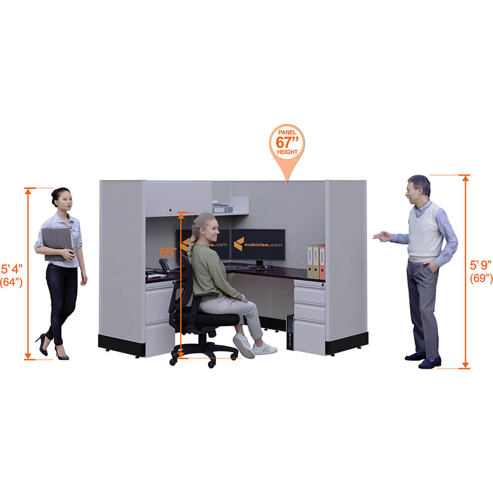 Modular office desk furniture 67h perspective height