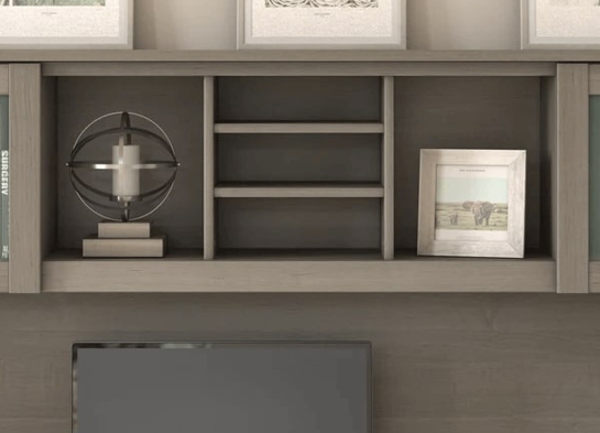 Office desk with hutch and 5 shelf bookcase details 2 1