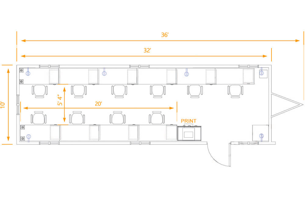 Space optimization trailer floor plan dimensions