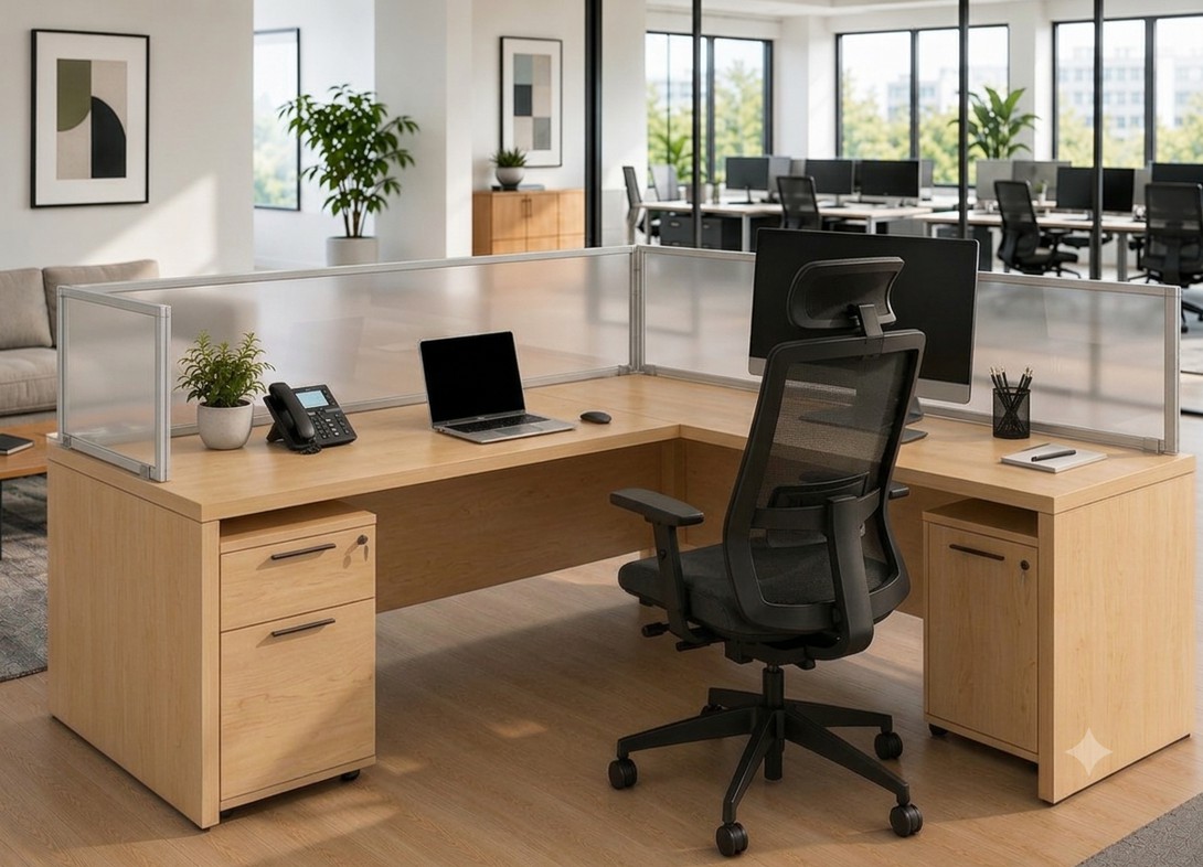 Polycarbonate trasnlucent desk divider PA24H
