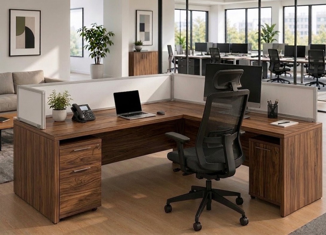 Polycarbonate white desk divider PW18H