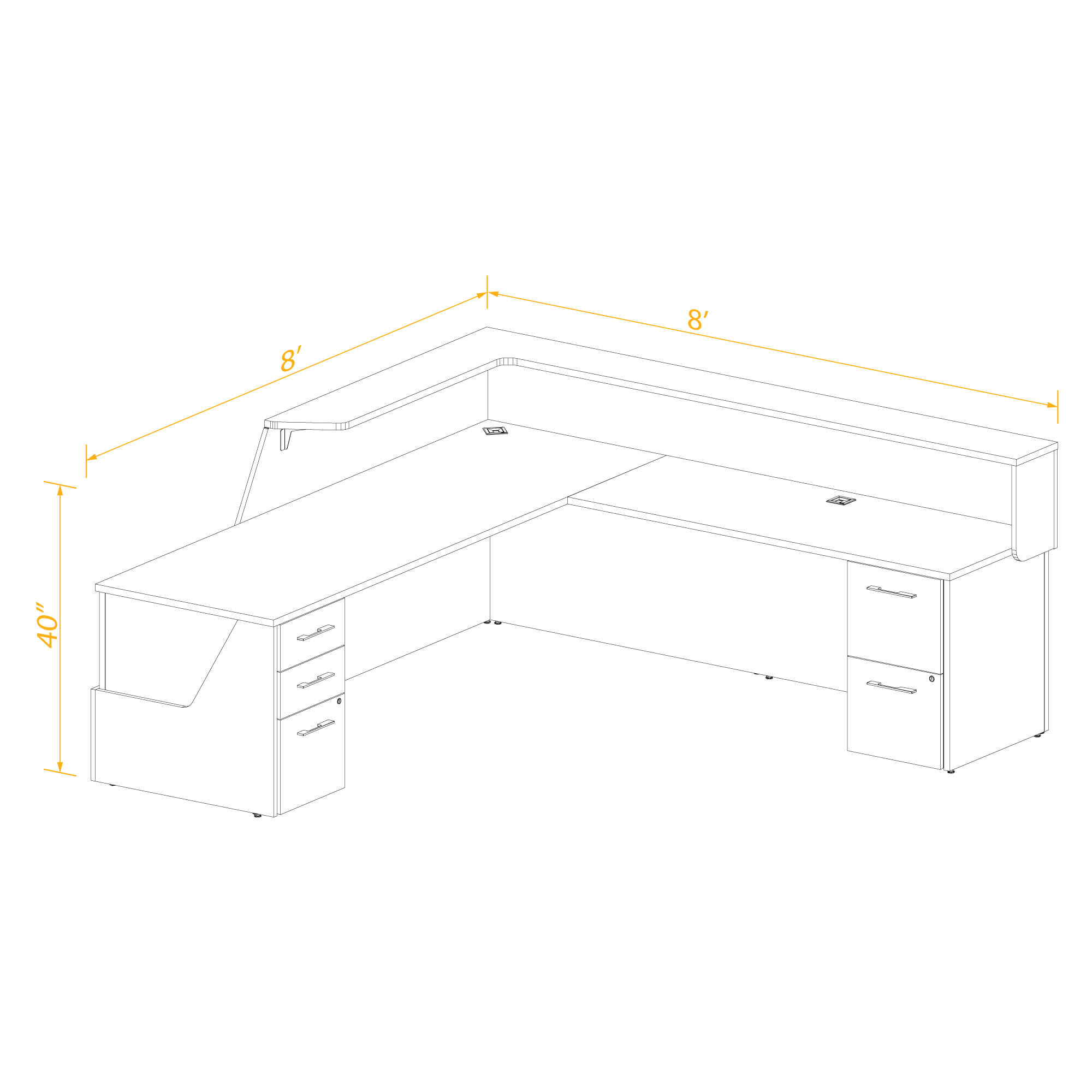 Reception desk l shape 88 right return