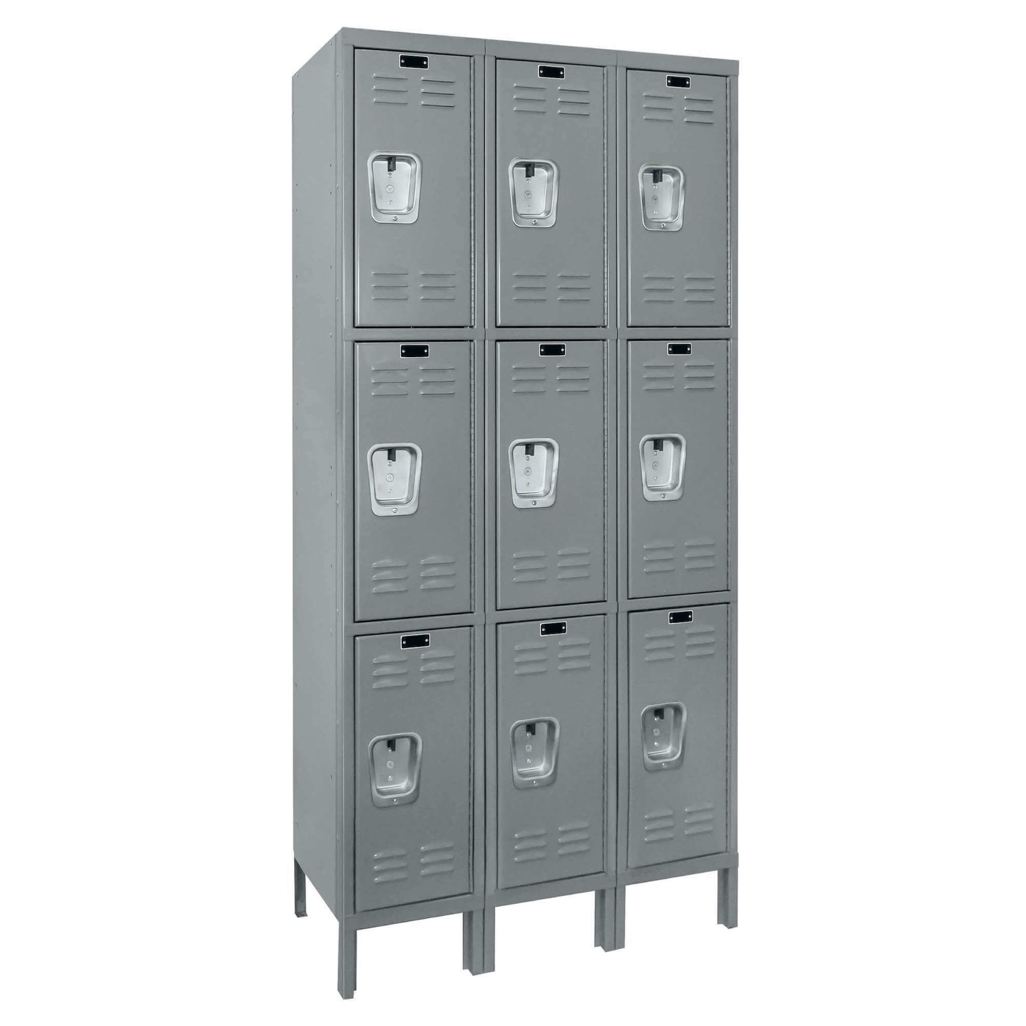 Employee locker metal locker box locker 3w 3t dark gray angle view 1