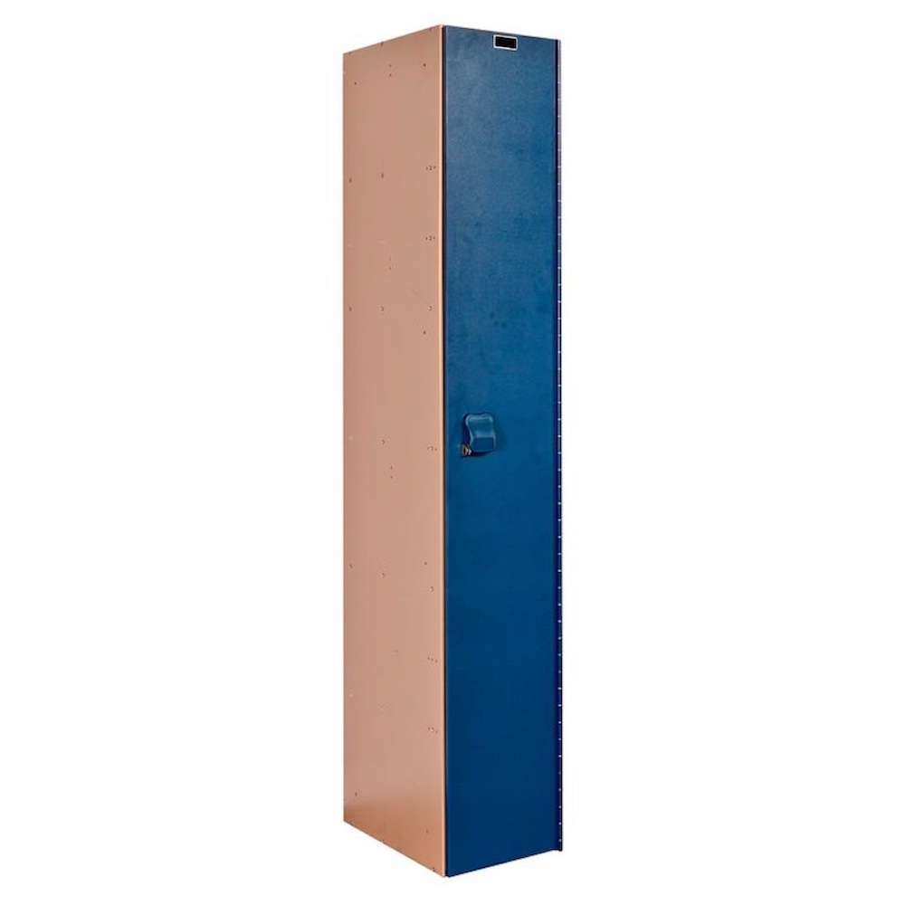 Employee lockers laminate lockers plastic locker taupe body and deep blue doors 1W 1T