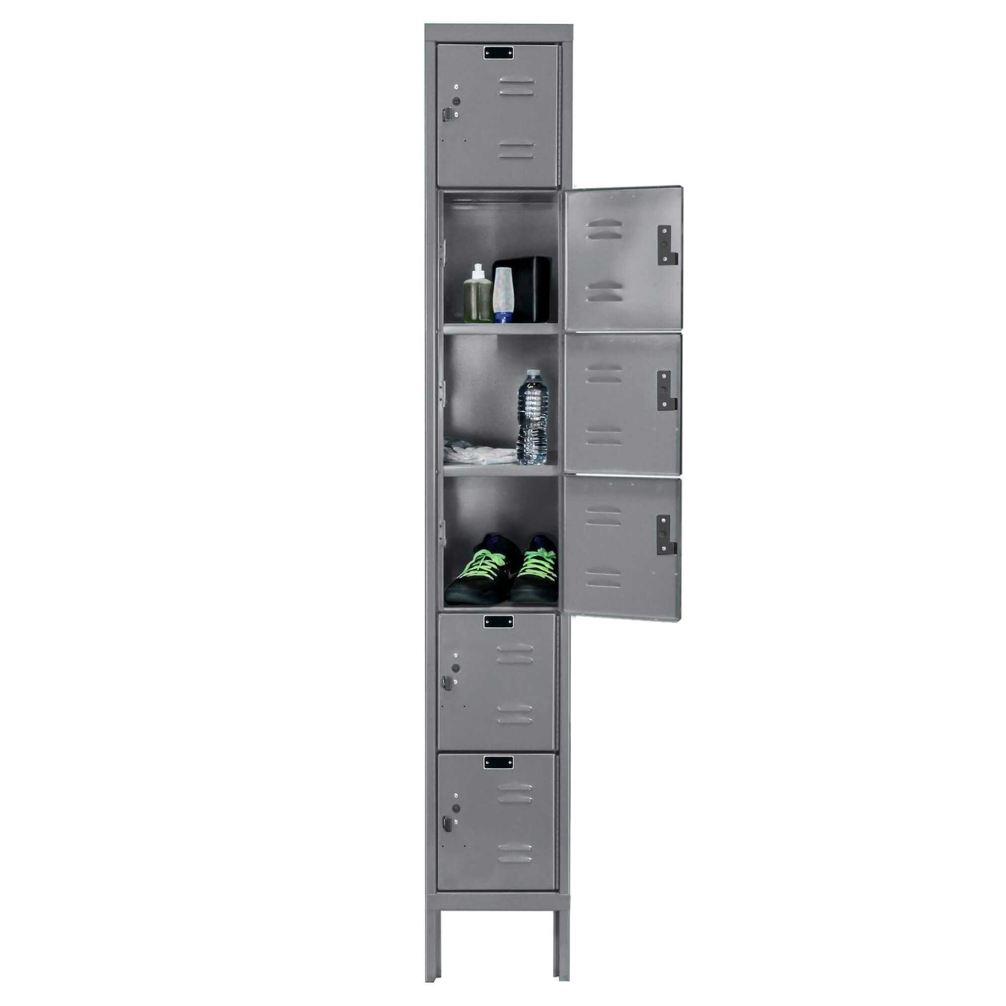 Employee lockers metal lockers wardrobe lockers 1w 6t dark gray open front view