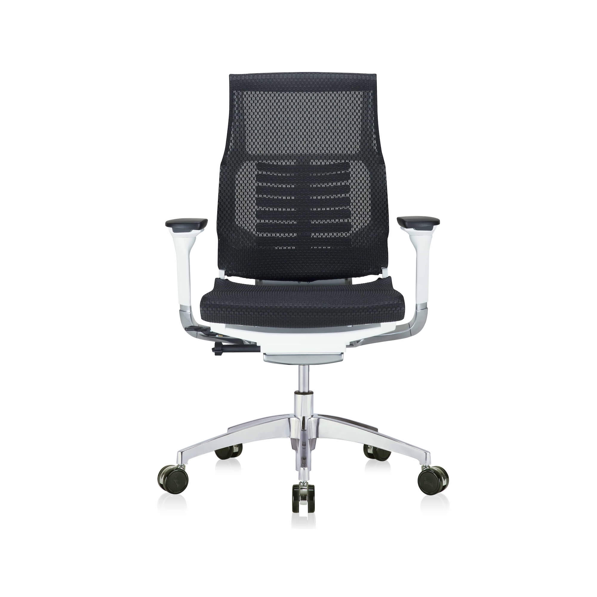 Office furniture chairs office desk chairs executive ergonomic office chair for sciatica black and white frame front view Office furniture chairs office desk chairs executive ergonomic office chair for sciatica black and white frame front view