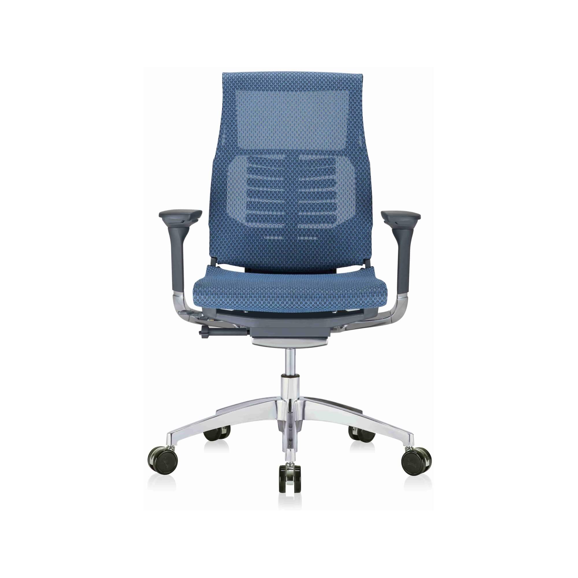 Office furniture chairs office desk chairs executive ergonomic office chair for sciatica blue and black frame front view Office furniture chairs office desk chairs executive ergonomic office chair for sciatica blue and black frame front view