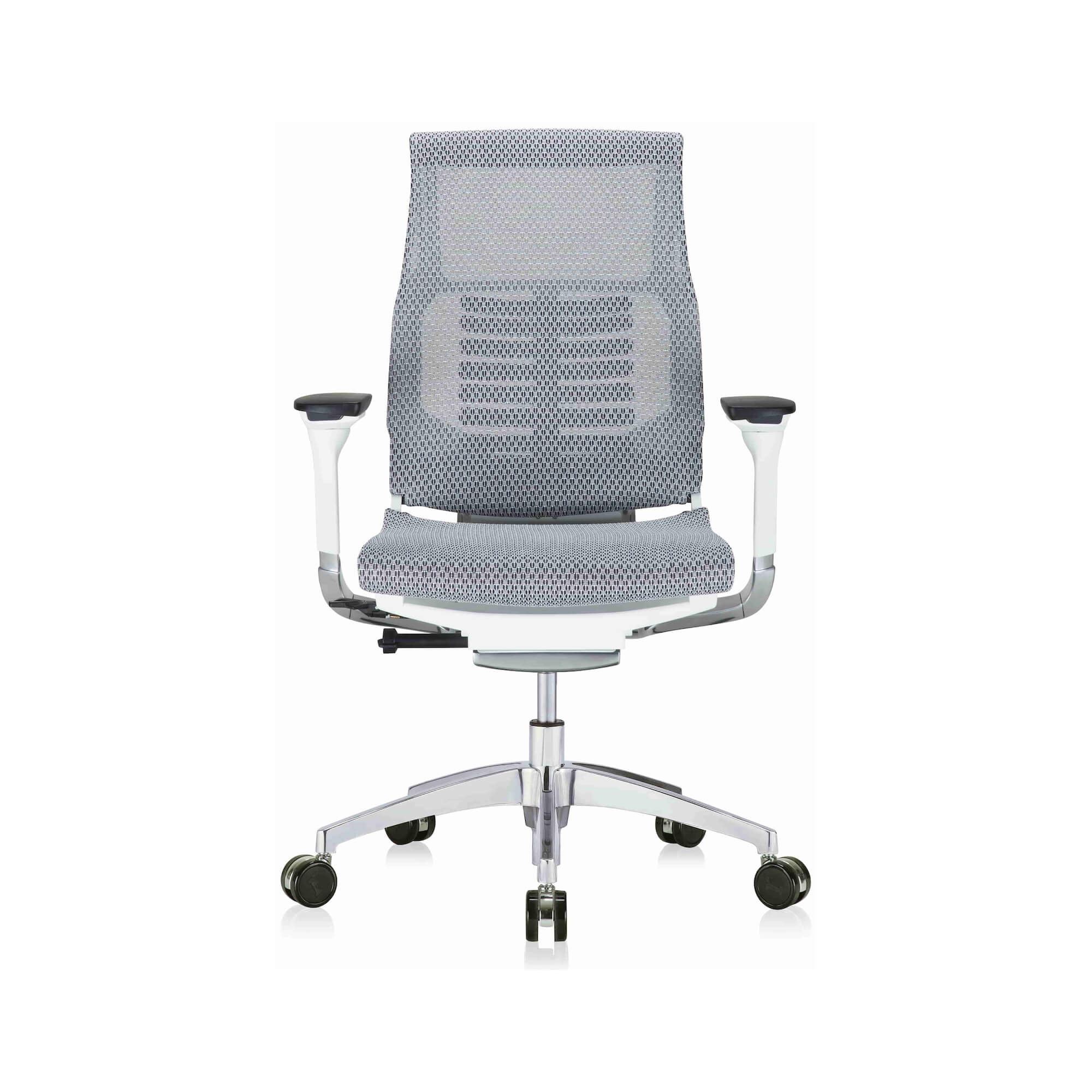 Office furniture chairs office desk chairs executive ergonomic office chair for sciatica gray and white frame front view Office furniture chairs office desk chairs executive ergonomic office chair for sciatica gray and white frame front view