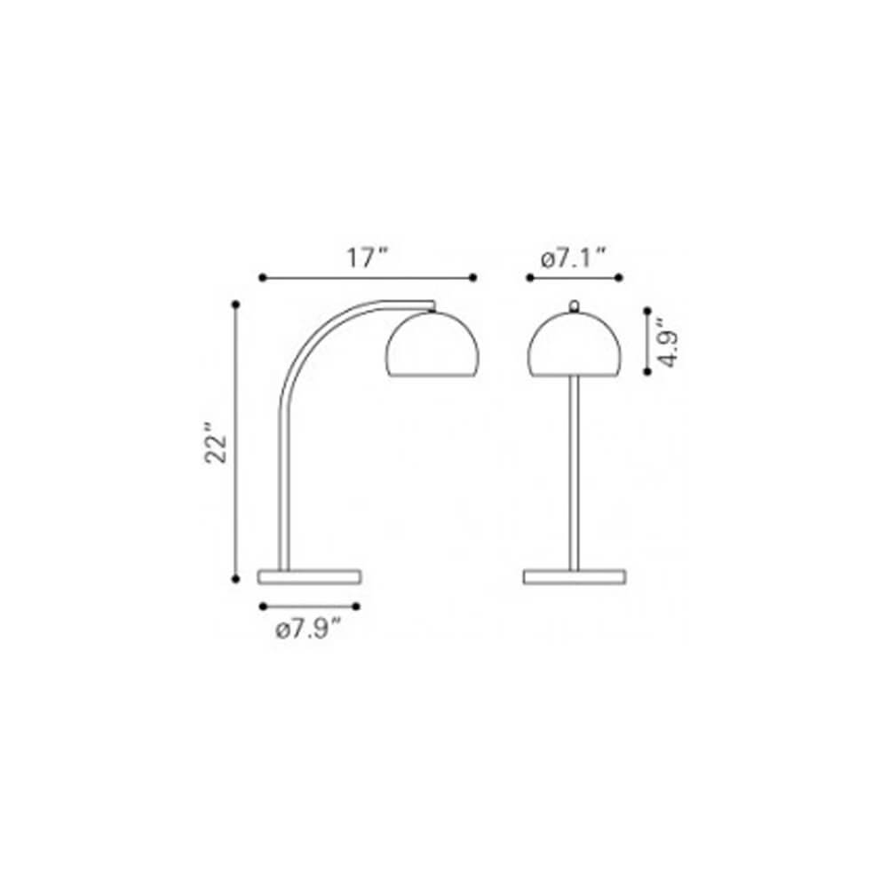 Small desk lamp dimensions view