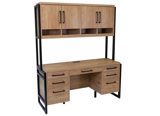 Straight office desk straight desk with hutch modern credenza and hutch natural angle view 1