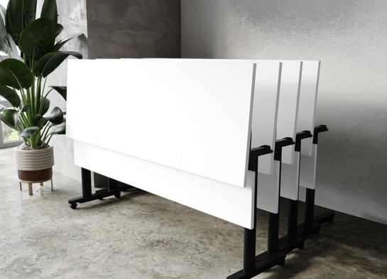 Training table with t leg 6x2 white black 2