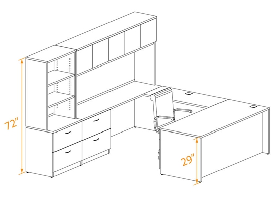 U shape individual workspace 3d dimensions