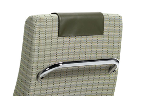 Chrome push bar is standard with the mobile base option (MRC) on motion medical recliners.